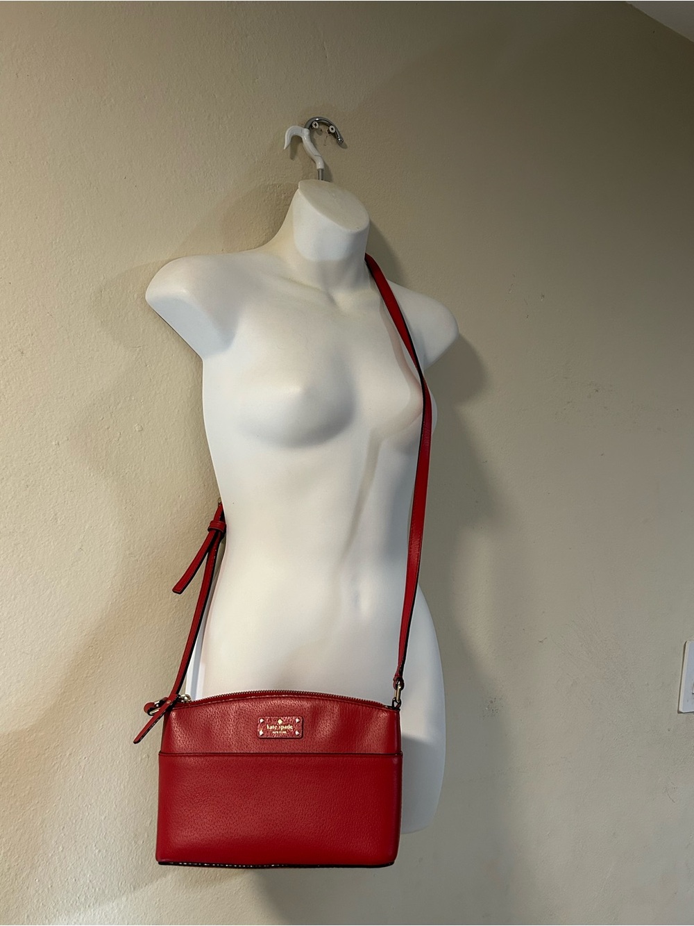 kate spade Red Pebbled Leather Crossbody with Front Slip Pocket